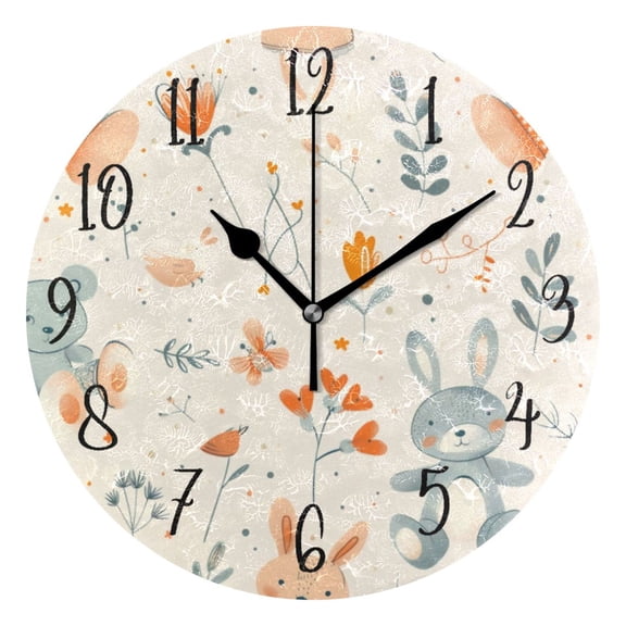 Round Clock Black Clock 9.84*9.84 Inch Round Art Clock Decorative Clock Creative Clock Dual-Purpose Clock Wall Clock Clock Fashion Decoration Cartoon Rabbit