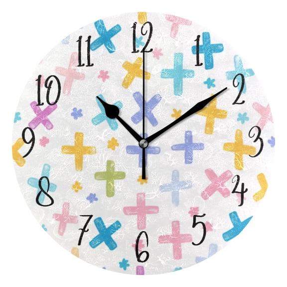 Round Clock Black Clock 9.84*9.84 Inch Round Art Clock Decorative Clock Creative Clock Dual-Purpose Clock Wall Clock Clock Fashion Decoration Cartoon Color Cross
