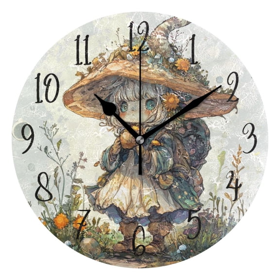 Round Clock Black Clock 9.84*9.84 Inch Round Art Clock Decorative Clock Creative Clock Dual-Purpose Clock Wall Clock Clock Fashion Decoration Cartoon Beautiful Adventure Man