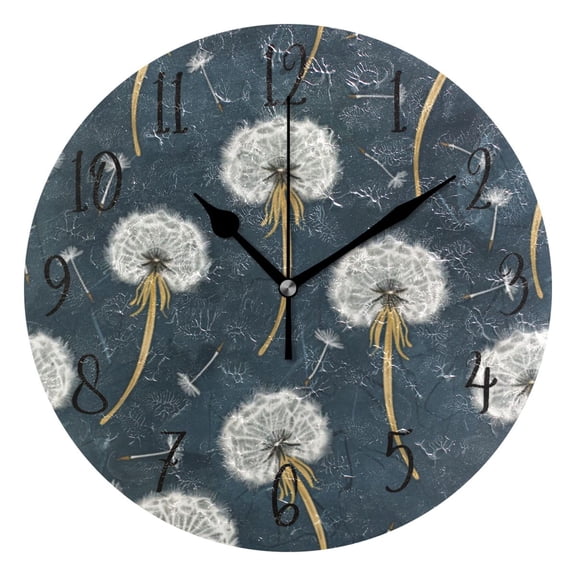 Round Clock Black Clock 9.84*9.84 Inch Round Art Clock Decorative Clock Creative Clock Dual-Purpose Clock Wall Clock Clock Fashion Decoration Cartoon White Dandelion