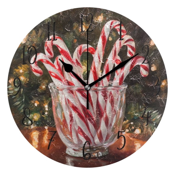 Round Clock Black Clock 9.84*9.84 Inch Round Art Clock Decorative Clock Creative Clock Dual-Purpose Clock Wall Clock Clock Fashion Decoration Christmas Candy Pictures