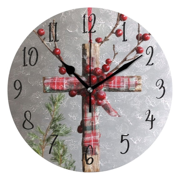 Round Clock Black Clock 9.84*9.84 Inch Round Art Clock Decorative Clock Creative Clock Dual-Purpose Clock Wall Clock Clock Fashion Decoration Christmas Decoration Cross