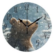 Round Clock Black Clock 9.84*9.84 Inch Round Art Clock Decorative Clock Creative Clock Dual-Purpose Clock Wall Clock Clock Fashion Decoration Christmas Tree and Bear
