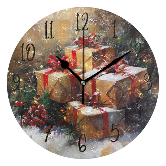 Round Clock Black Clock 9.84*9.84 Inch Round Art Clock Decorative Clock Creative Clock Dual-Purpose Clock Wall Clock Clock Fashion Decoration Christmas Cartoon Gift Picture