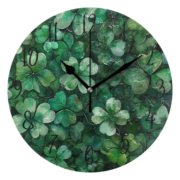 Round Clock Black Clock 9.84*9.84 Inch Round Art Clock Decorative Clock Creative Clock Dual-Purpose Clock Wall Clock Clock Fashion Decoration Four-leaf Clover