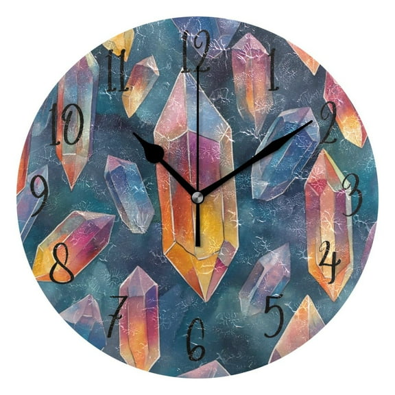 Round Clock Black Clock 9.84*9.84 Inch Round Art Clock Decorative Clock Creative Clock Dual-Purpose Clock Wall Clock Clock Fashion Decoration Gemstone