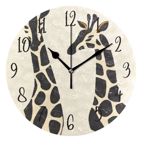 Round Clock Black Clock 9.84*9.84 Inch Round Art Clock Decorative Clock Creative Clock Dual-Purpose Clock Wall Clock Clock Fashion Decoration Gray Giraffe