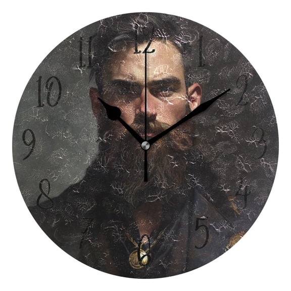 Round Clock Black Clock 9.84*9.84 Inch Round Art Clock Decorative Clock Creative Clock Dual-Purpose Clock Wall Clock Clock Fashion Decoration Handsome Man