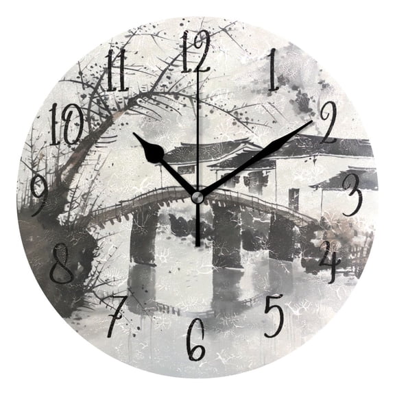 Round Clock Black Clock 9.84*9.84 Inch Round Art Clock Decorative Clock Creative Clock Dual-Purpose Clock Wall Clock Clock Fashion Decoration Ink House