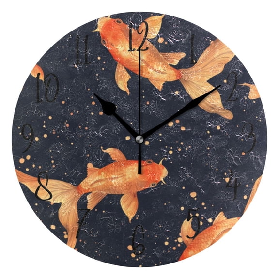 Round Clock Black Clock 9.84*9.84 Inch Round Art Clock Decorative Clock Creative Clock Dual-Purpose Clock Wall Clock Clock Fashion Decoration Large Goldfish