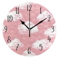 thumbnail image 1 of Round Clock Black Clock 9.84*9.84 Inch Round Art Clock Decorative Clock Creative Clock Dual-Purpose Clock Wall Clock Clock Fashion Decoration Pink White Cloud, 1 of 9