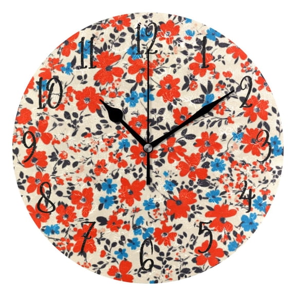 Round Clock Black Clock 9.84*9.84 Inch Round Art Clock Decorative Clock Creative Clock Dual-Purpose Clock Wall Clock Clock Fashion Decoration Pretty Little Flowers1