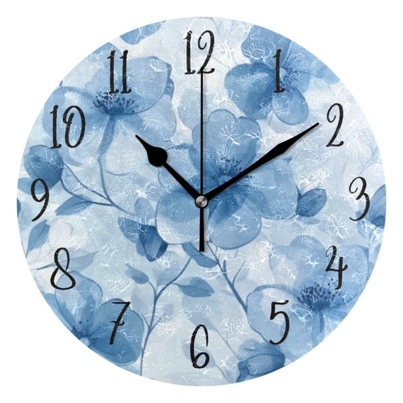 Round Clock Black Clock 9.84*9.84 Inch Round Art Clock Decorative Clock Creative Clock Dual-Purpose Clock Wall Clock Clock Fashion Decoration Pretty Lovely Flowers Seamless