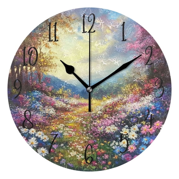 Round Clock Black Clock 9.84*9.84 Inch Round Art Clock Decorative Clock Creative Clock Dual-Purpose Clock Wall Clock Clock Fashion Decoration Pretty Flower World