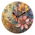 thumbnail image 1 of Round Clock Black Clock 9.84*9.84 Inch Round Art Clock Decorative Clock Creative Clock Dual-Purpose Clock Wall Clock Clock Fashion Decoration Two Flowers, 1 of 9