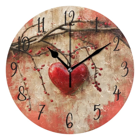 Round Clock Black Clock 9.84*9.84 Inch Round Art Clock Decorative Clock Creative Clock Dual-Purpose Clock Wall Clock Clock Fashion Decoration Valentine's Day Lovely Love