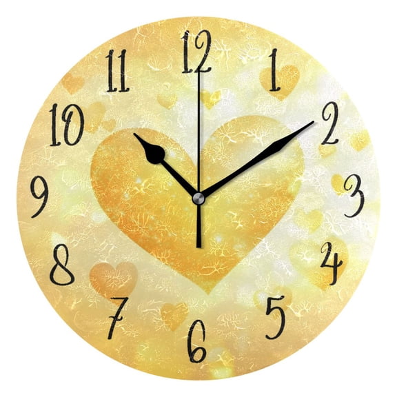 Round Clock Black Clock 9.84*9.84 Inch Round Art Clock Decorative Clock Creative Clock Dual-Purpose Clock Wall Clock Clock Fashion Decoration Valentine's Day Yellow Love