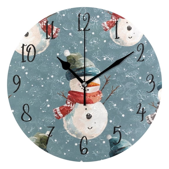 Round Clock Black Clock 9.84*9.84 Inch Round Art Clock Decorative Clock Creative Clock Dual-Purpose Clock Wall Clock Clock Fashion Decoration Winter Snowman