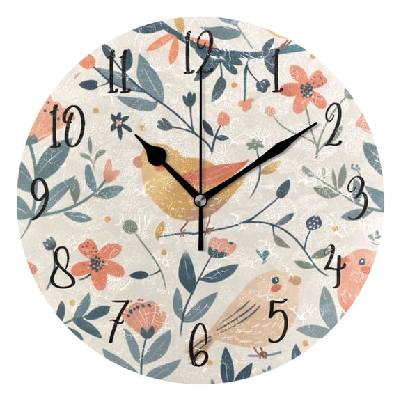 Round Clock Black Clock 9.84*9.84 Inch Round Art Clock Decorative Clock Creative Clock Dual-Purpose Clock Wall Clock Clock Fashion Decoration Yellow Bird
