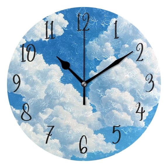 Round Clock Gold Clock 9.84*9.84 Inch Round Art Clock Decorative Clock Creative Clock Dual-Purpose Clock Wall Clock Clock Fashion Decoration Beautiful White Cloud
