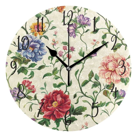 Round Clock Gold Clock 9.84*9.84 Inch Round Art Clock Decorative Clock Creative Clock Dual-Purpose Clock Wall Clock Clock Fashion Decoration Beautiful Oil Flower Pattern