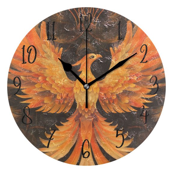 Round Clock Gold Clock 9.84*9.84 Inch Round Art Clock Decorative Clock Creative Clock Dual-Purpose Clock Wall Clock Clock Fashion Decoration Beautiful Phoenix