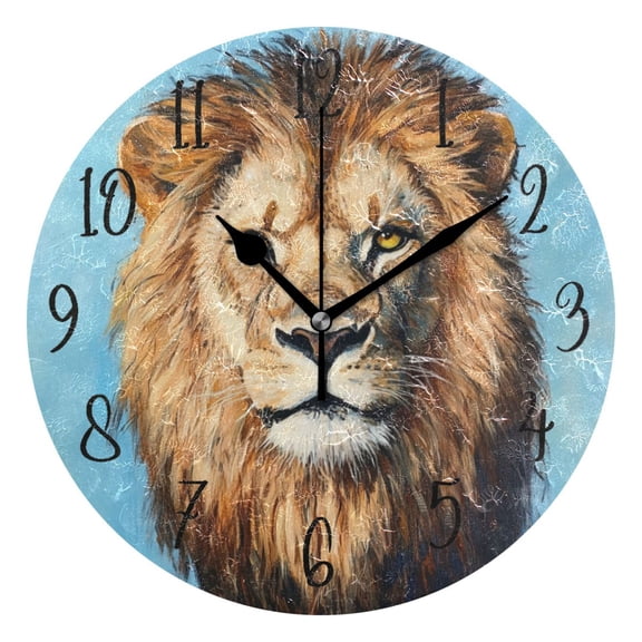 Round Clock Gold Clock 9.84*9.84 Inch Round Art Clock Decorative Clock Creative Clock Dual-Purpose Clock Wall Clock Clock Fashion Decoration Big Brown Lion