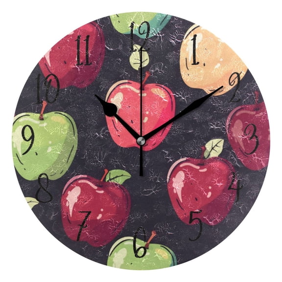 Round Clock Gold Clock 9.84*9.84 Inch Round Art Clock Decorative Clock Creative Clock Dual-Purpose Clock Wall Clock Clock Fashion Decoration Black Apple