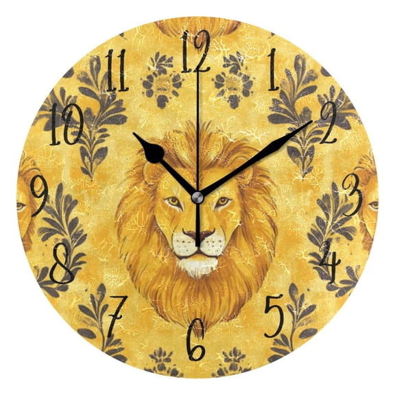 Round Clock Gold Clock 9.84*9.84 Inch Round Art Clock Decorative Clock Creative Clock Dual-Purpose Clock Wall Clock Clock Fashion Decoration Cartoon Pretty Lion