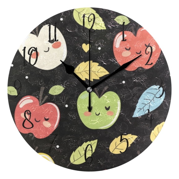 Round Clock Gold Clock 9.84*9.84 Inch Round Art Clock Decorative Clock Creative Clock Dual-Purpose Clock Wall Clock Clock Fashion Decoration Cartoon Closed Eyes Apple