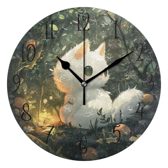 Round Clock Gold Clock 9.84*9.84 Inch Round Art Clock Decorative Clock Creative Clock Dual-Purpose Clock Wall Clock Clock Fashion Decoration Cartoon Beautiful White Cat