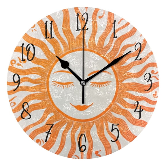 Round Clock Gold Clock 9.84*9.84 Inch Round Art Clock Decorative Clock Creative Clock Dual-Purpose Clock Wall Clock Clock Fashion Decoration Cartoon Cute Big Sun