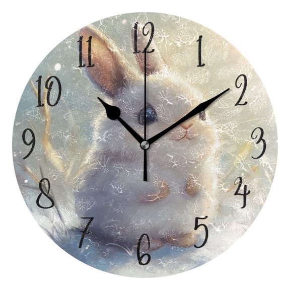 Round Clock Gold Clock 9.84*9.84 Inch Round Art Clock Decorative Clock Creative Clock Dual-Purpose Clock Wall Clock Clock Fashion Decoration Cartoon Beautiful Gray Rabbit