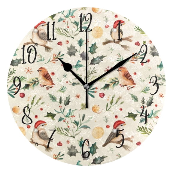 Round Clock Gold Clock 9.84*9.84 Inch Round Art Clock Decorative Clock Creative Clock Dual-Purpose Clock Wall Clock Clock Fashion Decoration Christmas Bird