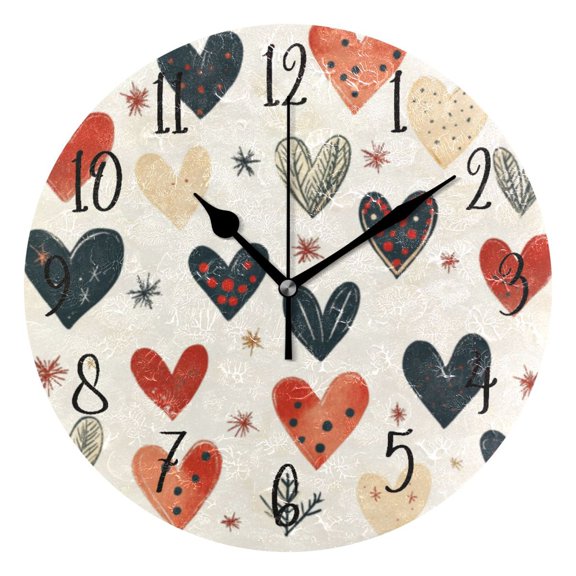 Round Clock Gold Clock 9.84*9.84 Inch Round Art Clock Decorative Clock Creative Clock Dual-Purpose Clock Wall Clock Clock Fashion Decoration Christmas Cartoon Love