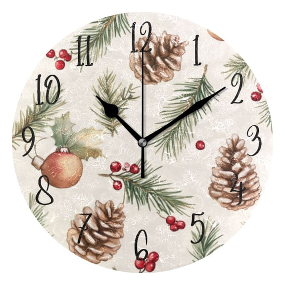 Round Clock Gold Clock 9.84*9.84 Inch Round Art Clock Decorative Clock Creative Clock Dual-Purpose Clock Wall Clock Clock Fashion Decoration Christmas Pine Cone