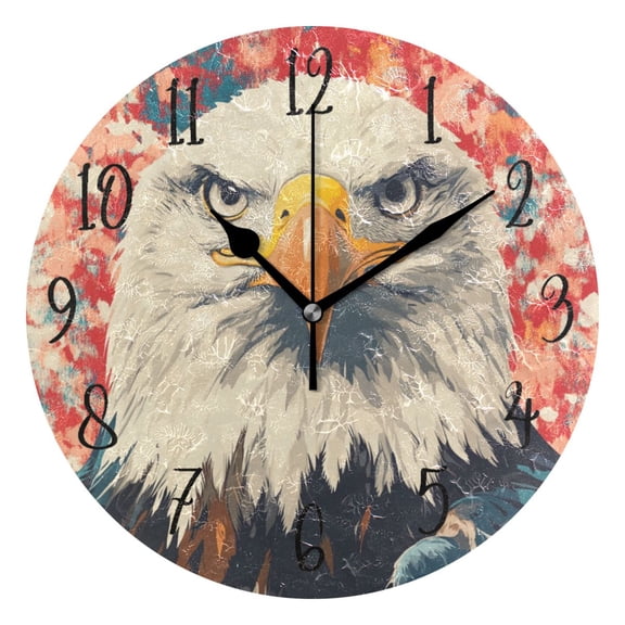 Round Clock Gold Clock 9.84*9.84 Inch Round Art Clock Decorative Clock Creative Clock Dual-Purpose Clock Wall Clock Clock Fashion Decoration Colored Cool Eagle