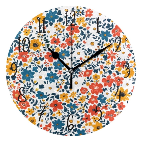 Round Clock Gold Clock 9.84*9.84 Inch Round Art Clock Decorative Clock Creative Clock Dual-Purpose Clock Wall Clock Clock Fashion Decoration Colorful Flower Cartoon Cute1