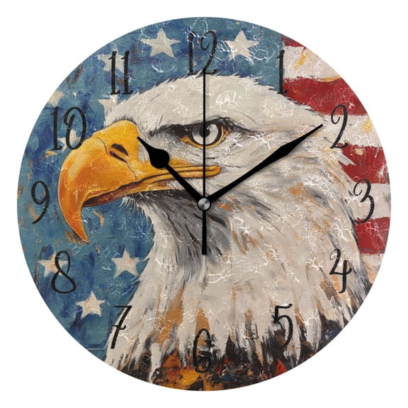 Round Clock Gold Clock 9.84*9.84 Inch Round Art Clock Decorative Clock Creative Clock Dual-Purpose Clock Wall Clock Clock Fashion Decoration Eagle Pattern