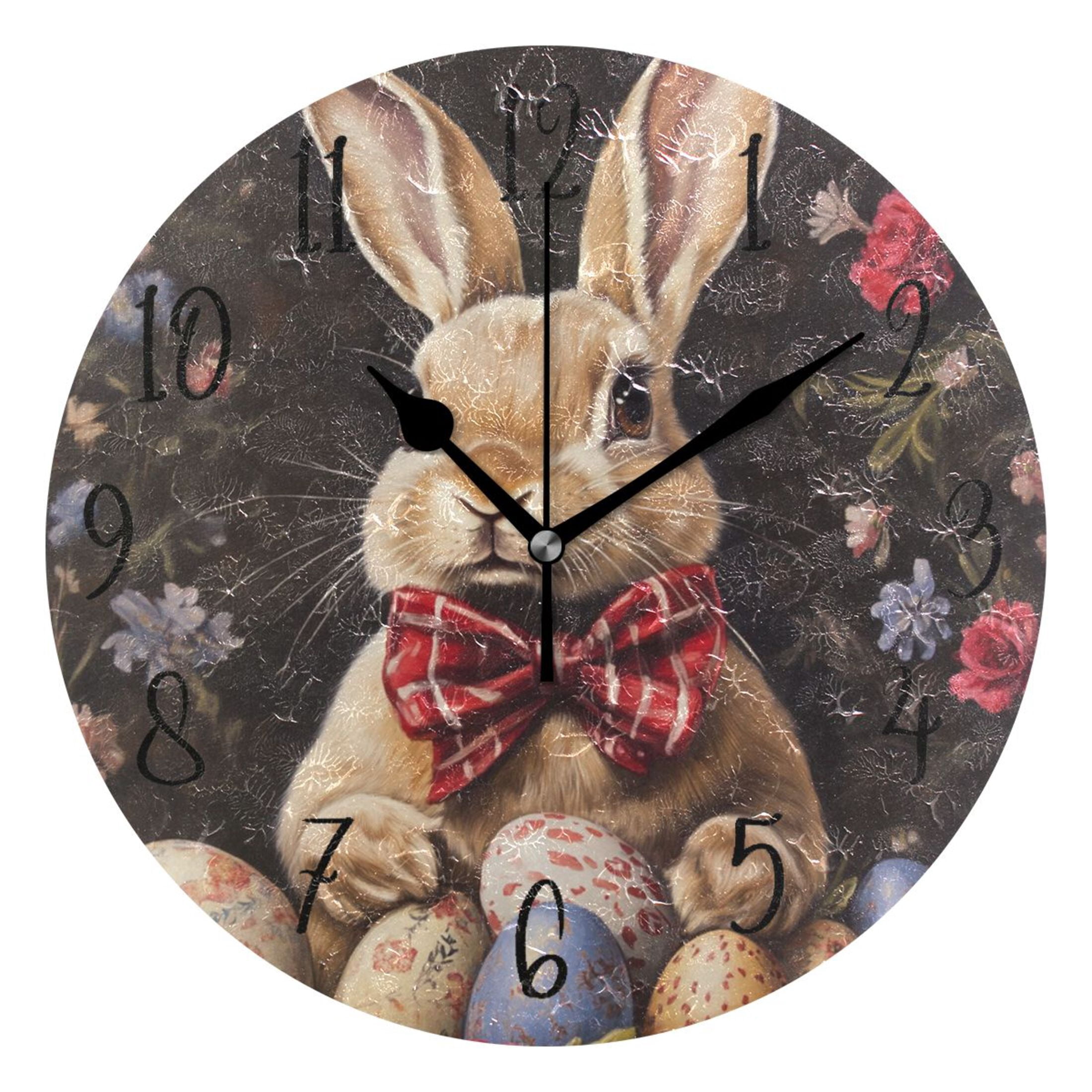 Eastern Rabbit Clock Round Clock Gold Clock 9.84*9.84 Inch Round Art Clock Decorative Clock ...