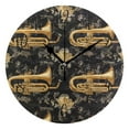 thumbnail image 1 of Round Clock Gold Clock 9.84*9.84 Inch Round Art Clock Decorative Clock Creative Clock Dual-Purpose Clock Wall Clock Clock Fashion Decoration Golden Horn, 1 of 9