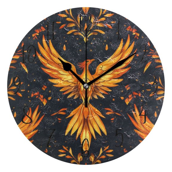 Round Clock Gold Clock 9.84*9.84 Inch Round Art Clock Decorative Clock Creative Clock Dual-Purpose Clock Wall Clock Clock Fashion Decoration Golden Phoenix
