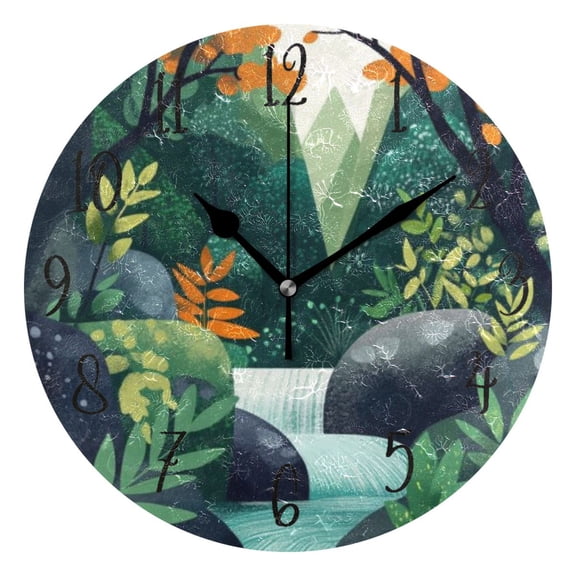 Round Clock Gold Clock 9.84*9.84 Inch Round Art Clock Decorative Clock Creative Clock Dual-Purpose Clock Wall Clock Clock Fashion Decoration Green Creek Water
