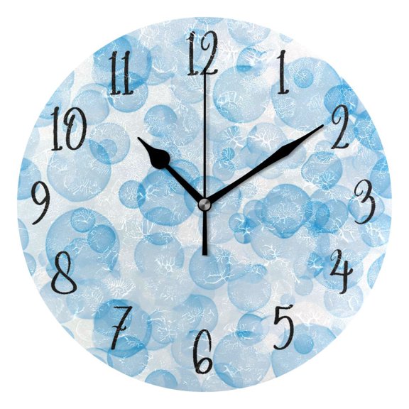 Round Clock Gold Clock 9.84*9.84 Inch Round Art Clock Decorative Clock Creative Clock Dual-Purpose Clock Wall Clock Clock Fashion Decoration Light Blue Bubble