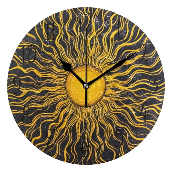 Round Clock Gold Clock 9.84*9.84 Inch Round Art Clock Decorative Clock Creative Clock Dual-Purpose Clock Wall Clock Clock Fashion Decoration Lovely Big Sun