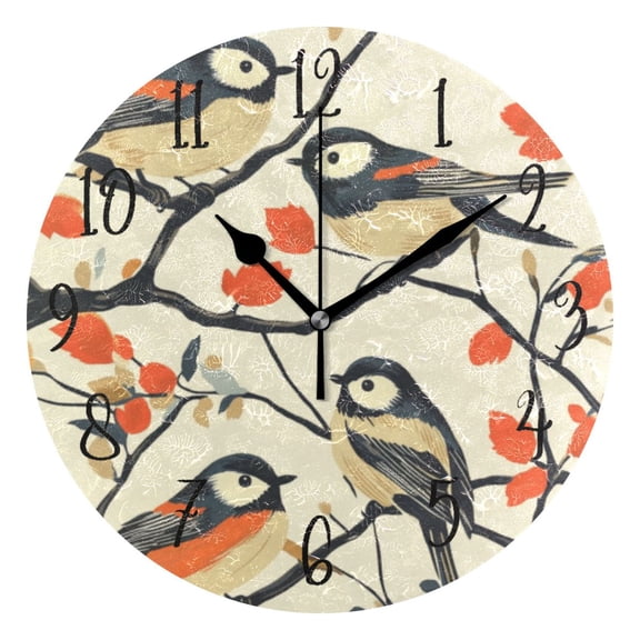 Round Clock Gold Clock 9.84*9.84 Inch Round Art Clock Decorative Clock Creative Clock Dual-Purpose Clock Wall Clock Clock Fashion Decoration Lovely Colorful Birds