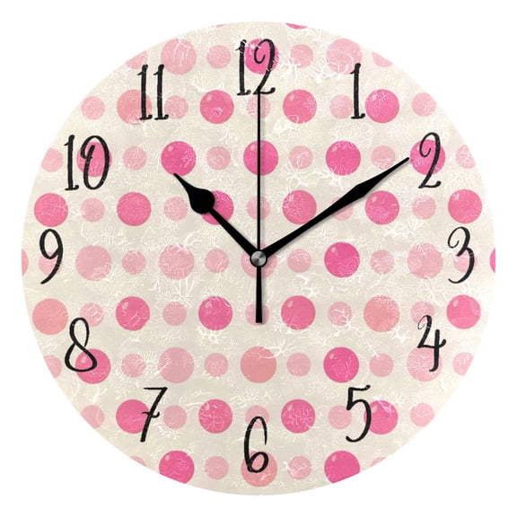 Round Clock Gold Clock 9.84*9.84 Inch Round Art Clock Decorative Clock Creative Clock Dual-Purpose Clock Wall Clock Clock Fashion Decoration Pink Circle