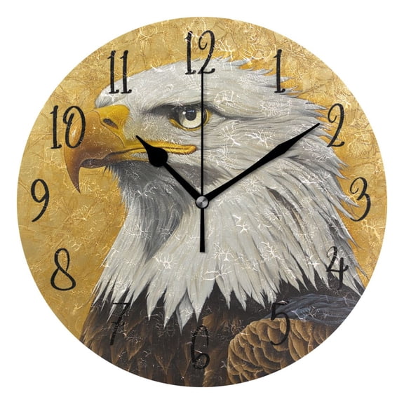 Round Clock Gold Clock 9.84*9.84 Inch Round Art Clock Decorative Clock Creative Clock Dual-Purpose Clock Wall Clock Clock Fashion Decoration Pretty Eagle Pattern