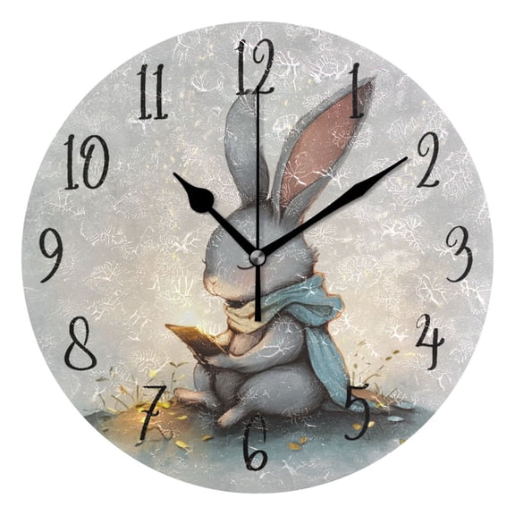Round Clock Gold Clock 9.84*9.84 Inch Round Art Clock Decorative Clock Creative Clock Dual-Purpose Clock Wall Clock Clock Fashion Decoration Reading Rabbit