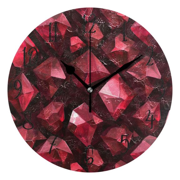 Round Clock Gold Clock 9.84*9.84 Inch Round Art Clock Decorative Clock Creative Clock Dual-Purpose Clock Wall Clock Clock Fashion Decoration Red Gem